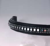 Rhinegold Padded Leather Brow Band with Three Row Crystal Design