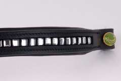 Rhinegold Padded Leather Brow Band with Square Crystal Design